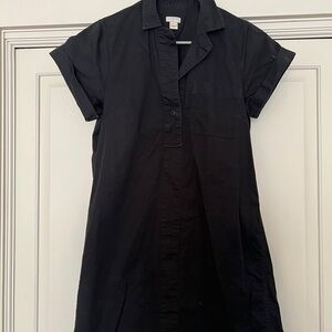J. Crew Black Buttoned Mini Dress with Notched Collar
